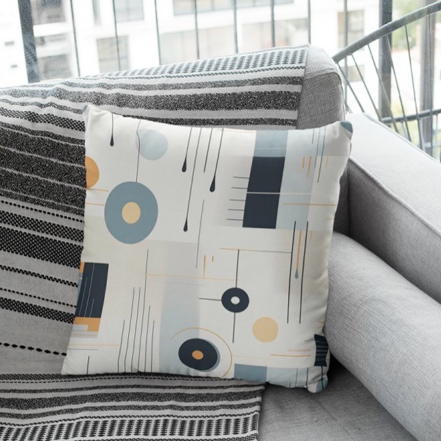 Pastel tones retro geometric pattern throw pillow (Creator Uploaded)