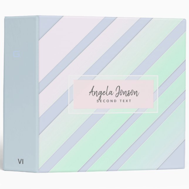 Pastel Tones Stripes Pattern 3 Ring Binder (Front/Spine)