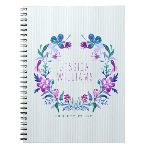 Pastel Tones Watercolors Floral Wreath Notebook
