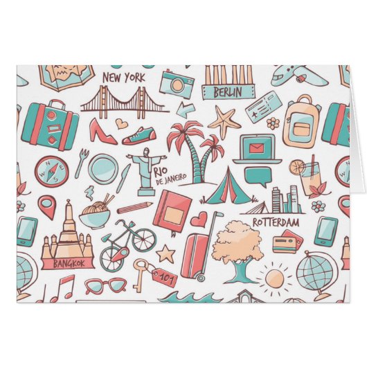 Pastel Tourist Pattern Cards (Front Horizontal)