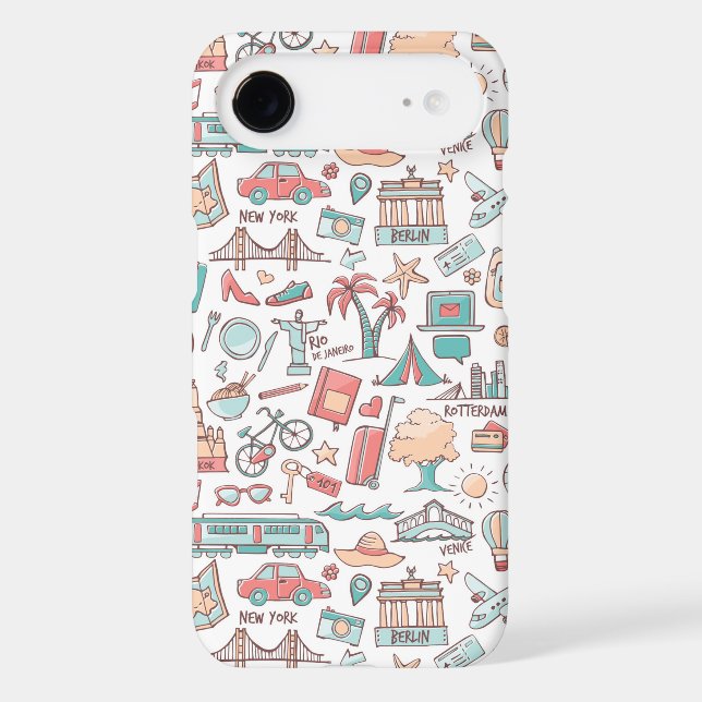 Pastel Tourist Pattern Case-Mate iPhone Case (Back)