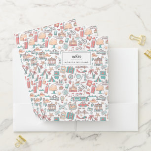 Pastel Tourist Pattern Pocket Folder