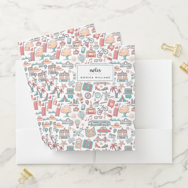 Pastel Tourist Pattern Pocket Folder (In Situ)