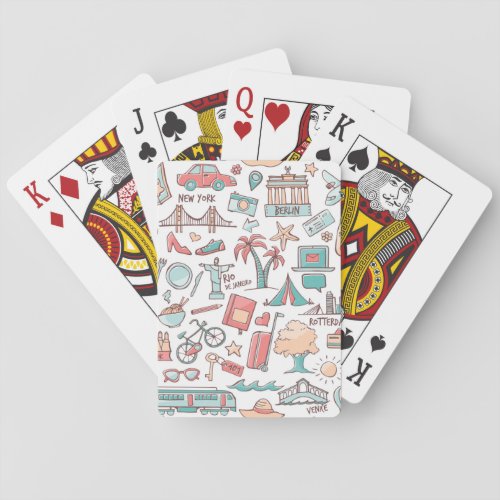 Pastel Tourist Pattern Poker Cards