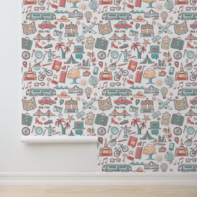 Pastel Tourist Pattern Wallpaper (Application)