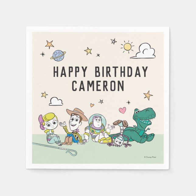 Pastel Toy Story | 2 Infinity and Beyond Birthday Napkins (Front)