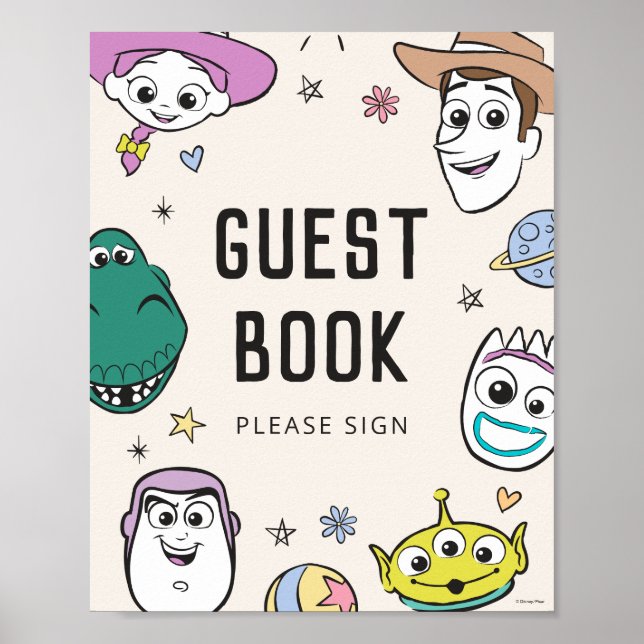 Pastel Toy Story Characters Baby Shower Guest Book (Front)