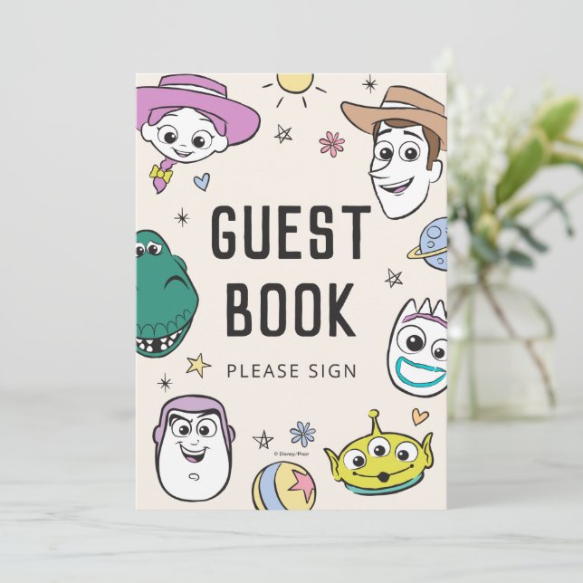 Pastel Toy Story Characters Baby Shower Guest Book Invitation (Standing Front)