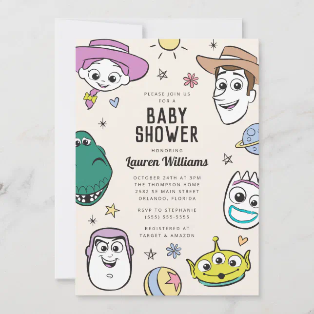 Pastel Toy Story Characters Baby Shower Invitation Zazzle