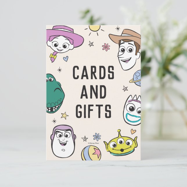 Pastel Toy Story Characters Baby Shower Invitation (Standing Front)
