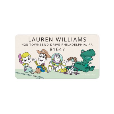 Pastel Toy Story Characters Baby Shower  Label