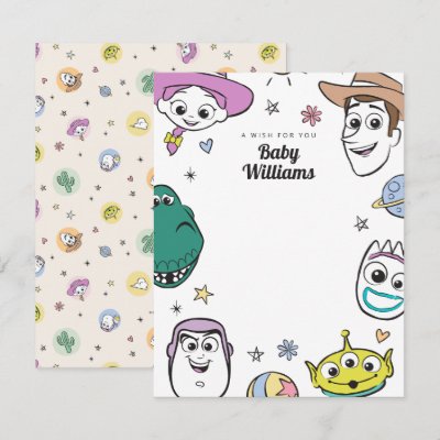 Pastel Toy Story Characters Baby Shower Note Card