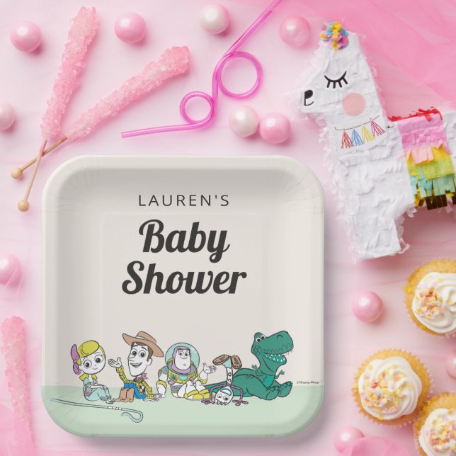 Pastel Toy Story Characters Baby Shower Paper Plates (Party)