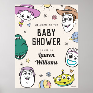 Pastel Toy Story Characters Baby Shower Poster
