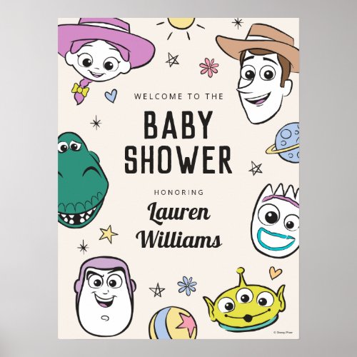 Pastel Toy Story Characters Baby Shower Poster