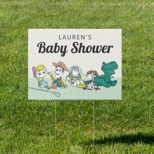 Pastel Toy Story Characters Baby Shower Sign