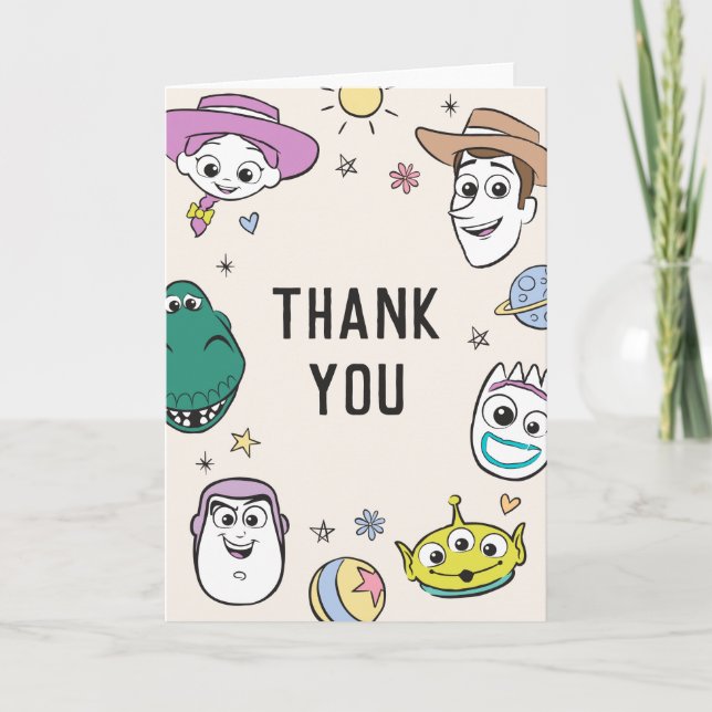 Pastel Toy Story Characters Baby Shower Thank You Card (Front)