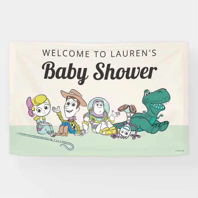 Pastel Toy Story Characters Baby Shower Welcome Banner (Horizontal)