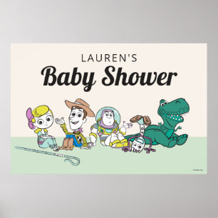 Pastel Toy Story Characters Baby Shower Welcome Poster