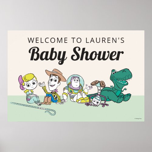 Pastel Toy Story Characters Baby Shower Welcome Poster