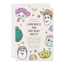 Pastel Toy Story Characters Birthday Invitation