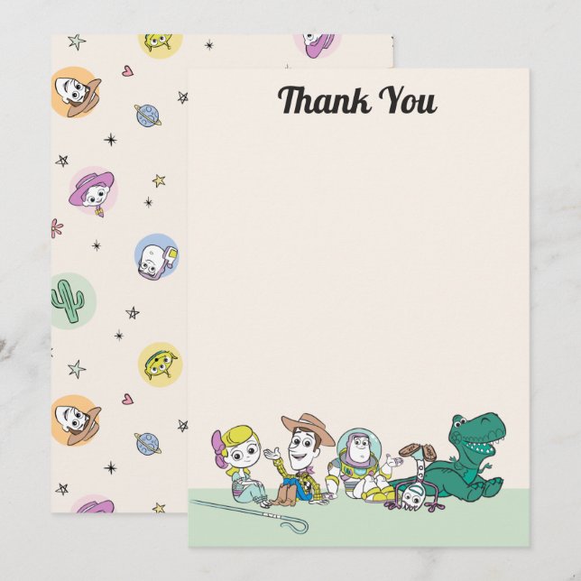 Pastel Toy Story Characters Thank You (Front/Back)