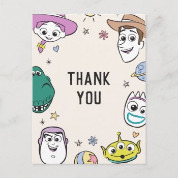 Pastel Toy Story Characters Thank You Postcard by ToyStory at Zazzle