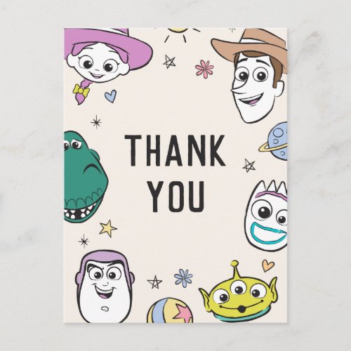 Pastel Toy Story Characters Thank You Postcard