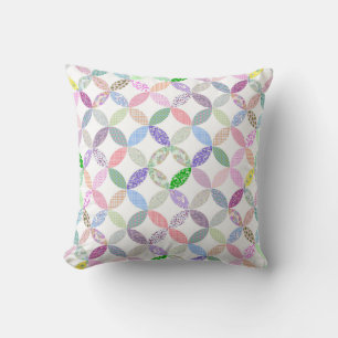 Pastel Traditional Patchwork Quilt Retro Sewing Throw Pillow