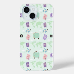 Pastel Travel Accessories Doodle iPhone Case – Cut