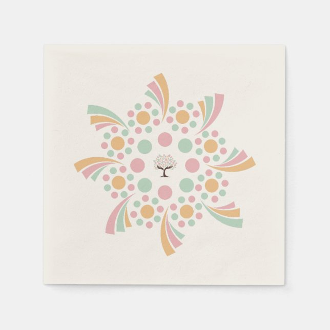 Pastel Tree of Life Mandala  Napkins (Front)