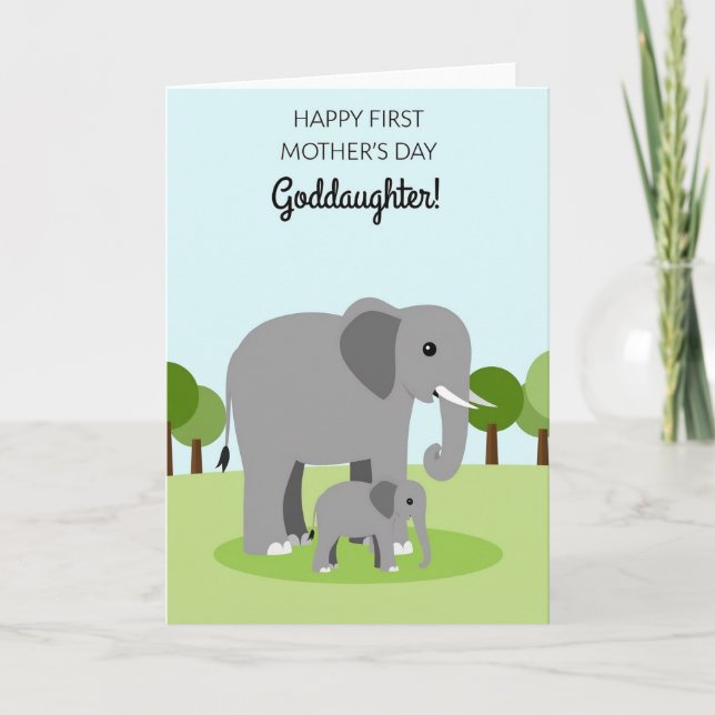 Pastel Trees Elephant Card (Front)