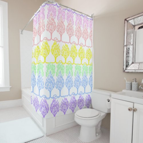 Pastel Trees Shower Curtain
