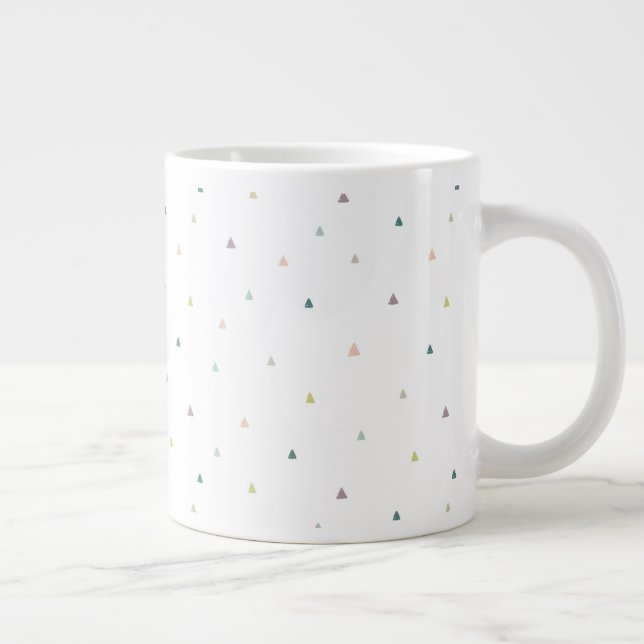 Pastel Triangle Doodle Pattern Giant Coffee Mug (Right)