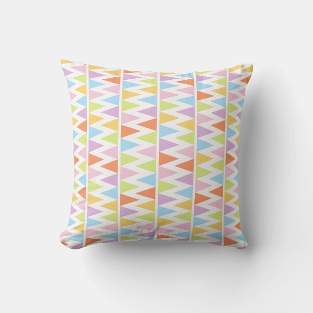 Pastel triangles bunting flag patterned pillow (Front)