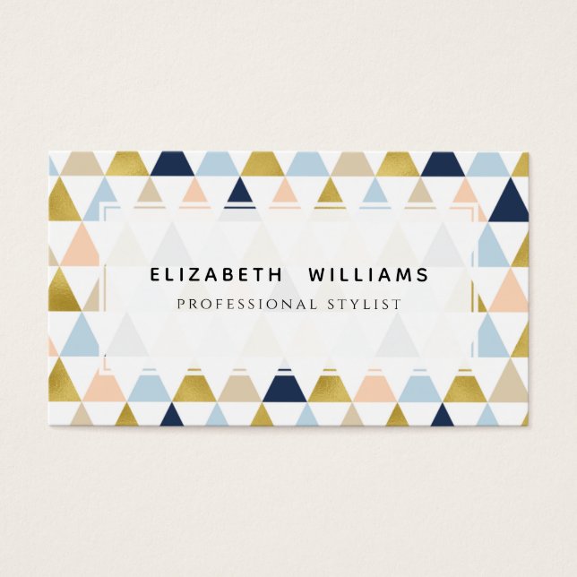 Pastel Triangles Geometric Stylist Business Cards (Front)