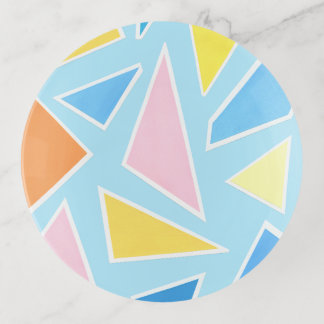 Pastel Triangles on Pale Blue Trinket Tray