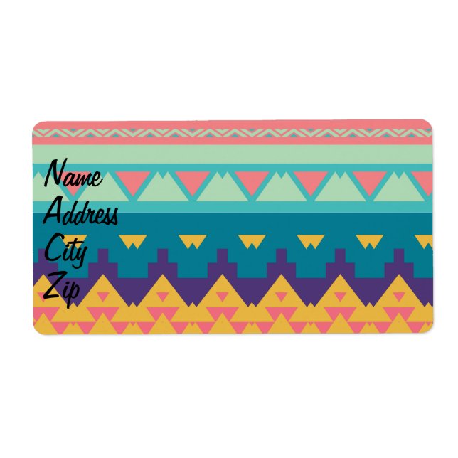 Pastel tribal design label (Front)