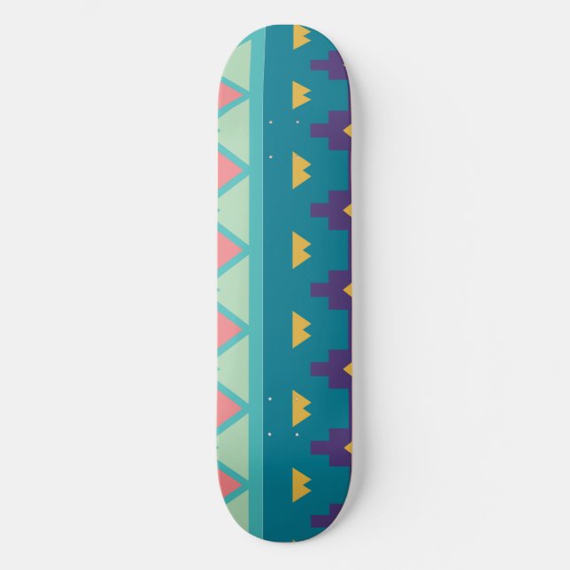 Pastel tribal design skateboard deck (Front)