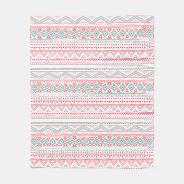 Pastel Tribal Pattern Fleece Blanket, Medium (Front)