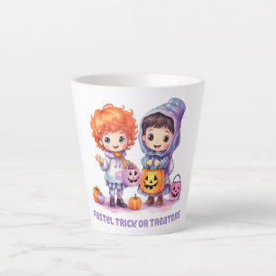 Pastel Trick or Treaters - Cartoon Boy and Girl Latte Mug