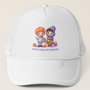 Pastel Trick or Treaters - Cartoon Boy and Girl Trucker Hat