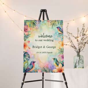 Pastel Tropic Floral birds Hawaii Wedding welcome Foam Board