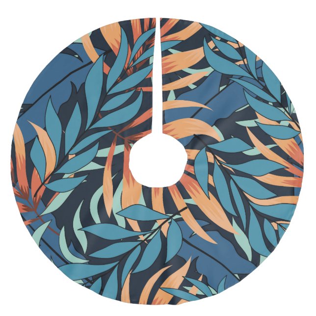 Pastel Tropical Abstract Botanicals Brushed Polyester Tree Skirt (Front)