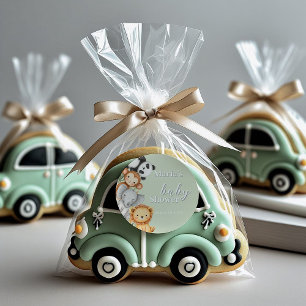 Pastel Tropical Baby Shower Jungle Safari Animals Classic Round Sticker