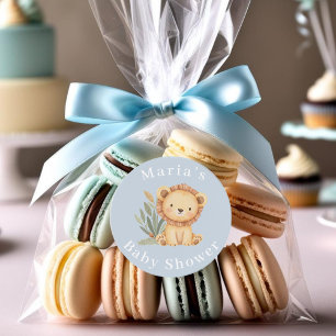 Pastel Tropical baby shower Jungle Safari Animals Classic Round Sticker