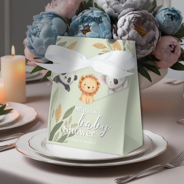 Pastel Tropical Baby Shower Jungle Safari Animals  Favor Boxes (Creator Uploaded)