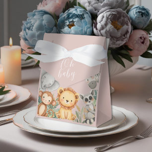 Pastel Tropical Baby Shower Jungle Safari Animals Favor Boxes
