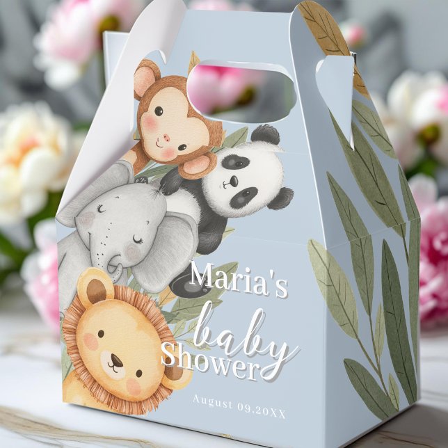 Pastel Tropical Baby Shower Jungle Safari Animals  Favor Boxes (Creator Uploaded)