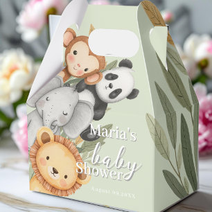 Pastel Tropical Baby Shower Jungle Safari Animals Favor Boxes